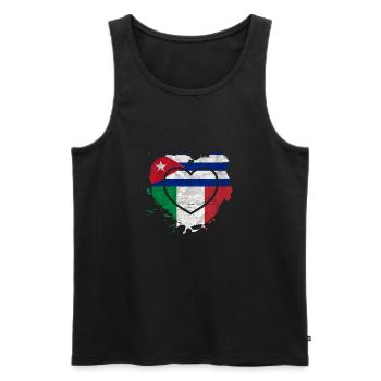 Cuban Italian Heart Cuba y Italia Amor - Men's Premium Organic Tank Top - black - Front - Michal (187cm)