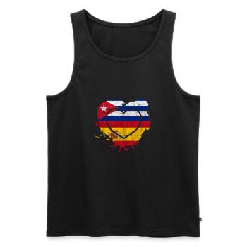 Spain Cuba Heart - Men's Premium Organic Tank Top - black - Front - Michal (187cm)
