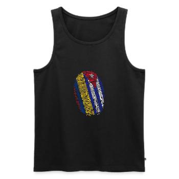 ADN cubain colombien Cuba Colombie Empreinte - Débardeur bio Premium Homme - noir - Devant - Michal (187cm)