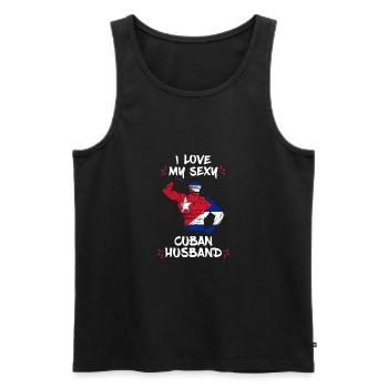I Love My Cuban husband - Men's Premium Organic Tank Top - black - Front - Michal (187cm)