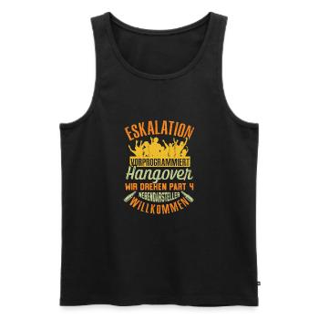 JGA T-Shirt Hangover 4 Eskalation vorprogrammiert - Männer Premium Bio Tank Top - Schwarz - Vorne - Michal (187cm)