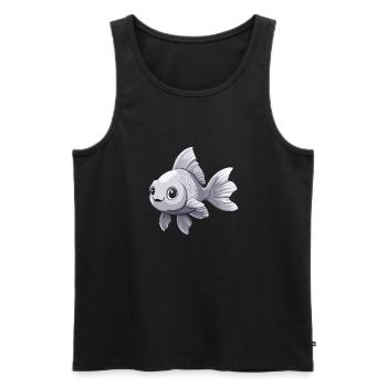 Poisson rouge à queue voilée argentée - Débardeur bio Premium Homme - noir - Devant - AI Model Male 178 light (178cm)