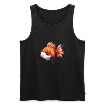 Fancy Calico Veiltail Poisson rouge - Débardeur bio Premium Homme - noir - Devant - AI Model Male 178 light (178cm)