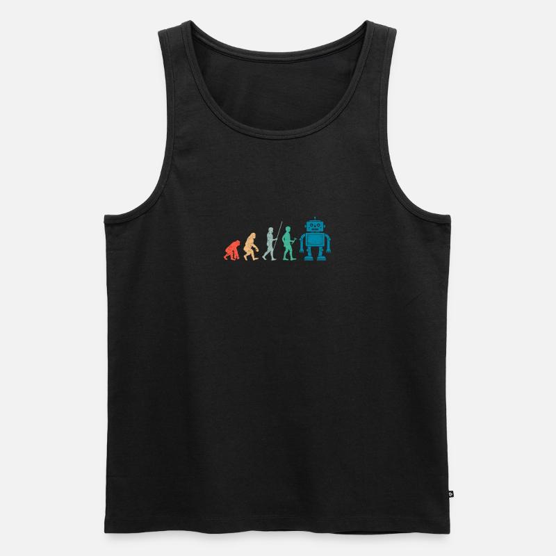 Retro Roboter Evolution - Männer Premium Bio Tank Top - Schwarz