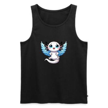 Süßes Axolotl mit Flügeln Cartoon Fantasie Kreatur - Männer Premium Bio Tank Top - Schwarz - Vorne - Michal (187cm)