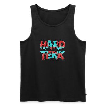 HardTekk 3D Schriftzug 004 - Männer Premium Bio Tank Top - Schwarz - Vorne - Michal (187cm)
