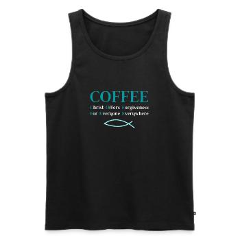 Café Tasse de cadeau chrétien - Débardeur bio Premium Homme - noir - Devant - AI Model Male 178 light (178cm)
