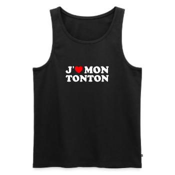 J'aime Mon Tonton Cadeau Oncle Coeur Rouge - Débardeur bio Premium Homme - noir - Devant - Michal (187cm)