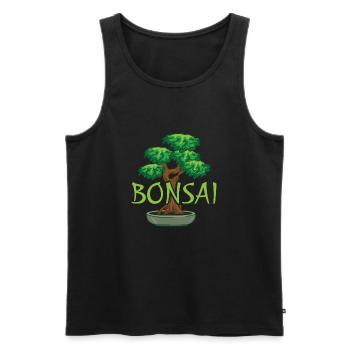 Bonsai in a pot - Men's Premium Organic Tank Top - black - Front - AI Model Male 178 light (178cm)