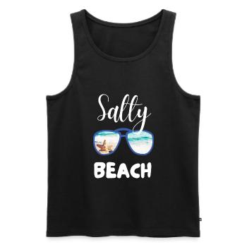 SALZIGER STRAND - Männer Premium Bio Tank Top - Schwarz - Vorne - AI Model Male 178 light (178cm)