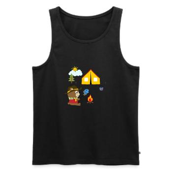 Camping ours mignon feu de joie tentes enfants - Débardeur bio Premium Homme - noir - Devant - Michal (187cm)