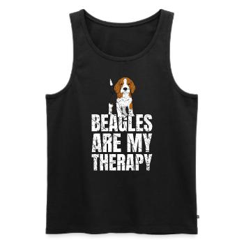 Les beagles sont mes chiens de thérapie - Débardeur bio Premium Homme - noir - Devant - AI Model Male 178 light (178cm)