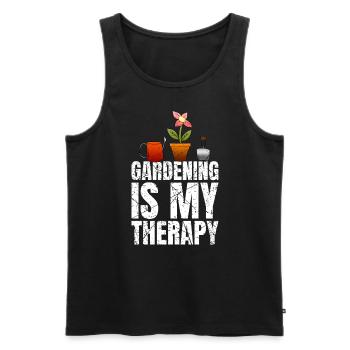 Le jardinage est ma thérapie - Débardeur bio Premium Homme - noir - Devant - AI Model Male 178 light (178cm)