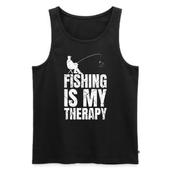 La pêche est mon pêcheur de thérapie - Débardeur bio Premium Homme - noir - Devant - Michal (187cm)