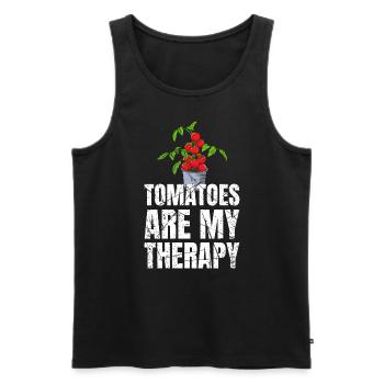 Tomatoes Are My Therapy Vegetarians and Tomatoes - Men's Premium Organic Tank Top - black - Front - Michal (187cm)