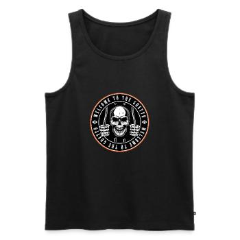 Welcome to the Ghetto - Crane prison - Men's Premium Organic Tank Top - black - Front - AI Model Male 178 light (178cm)