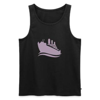 Silhouette de bateau de croisière mer minimaliste - Débardeur bio Premium Homme - noir - Devant - Michal (187cm)