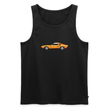Illustration vom AR Montreal im Profil in Orange - Männer Premium Bio Tank Top - Schwarz - Vorne - Michal (187cm)