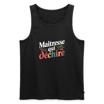 Maîtresse qui déchire - Débardeur bio Premium Homme - noir - Devant - AI Model Male 178 light (178cm)