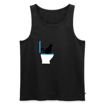 Bac à litière bleu - cadeau pour les amis des chats - Débardeur bio Premium Homme - noir - Devant - Michal (187cm)