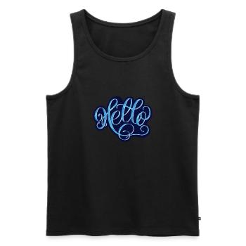 Hello - Männer Premium Bio Tank Top - Schwarz - Vorne - AI Model Male 178 light (178cm)