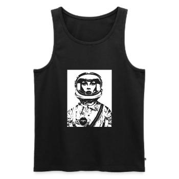 ASTRONAUTIN ASTRONAUT FRAU FRAUENPOWER STENCIL - Männer Premium Bio Tank Top - Schwarz - Vorne - AI Model Male 178 light (178cm)