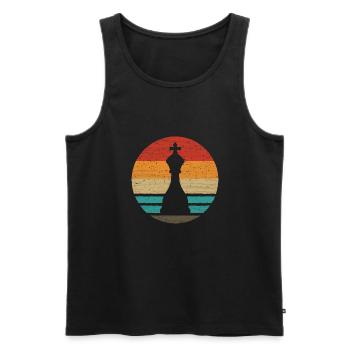 King Chess Piece Retro Style Vintage - Men's Premium Organic Tank Top - black - Front - AI Model Male 178 light (178cm)