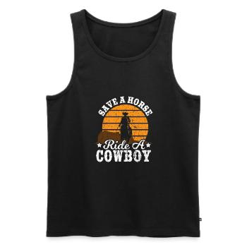 Save A Horse Ride Cowboy - Texas - Männer Premium Bio Tank Top - Schwarz - Vorne - AI Model Male 178 light (178cm)