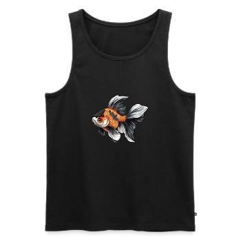 Fancy Calico Veiltail Poisson rouge - Débardeur bio Premium Homme - noir - Devant - AI Model Male 178 light (178cm)