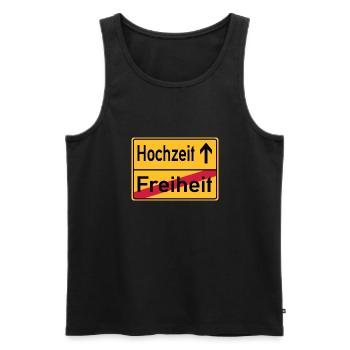 Hochzeit Freiheit Abschied Feier Schild - Männer Premium Bio Tank Top - Schwarz - Vorne - Michal (187cm)