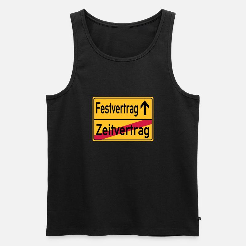 Festvertrag - Zeitvertrag - Ortsschild - Männer Premium Bio Tank Top - Schwarz