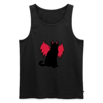 Devil Cat / Teufelskatze / chat diable / idée cadeau - Débardeur bio Premium Homme - noir - Devant - AI Model Male 178 light (178cm)