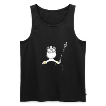 The Queen with Zepter - Men's Premium Organic Tank Top - black - Front - AI Model Male 178 light (178cm)