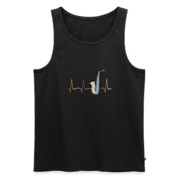 Heartbeat Saxophone - Débardeur bio Premium Homme - noir - Devant - Michal (187cm)