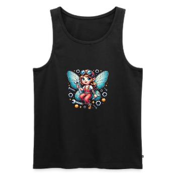 mignonne petite fée avec des outils - Débardeur bio Premium Homme - noir - Devant - Michal (187cm)