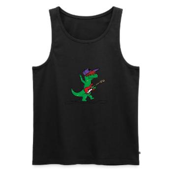 Gitarren Dinosaurier - Männer Premium Bio Tank Top - Schwarz - Vorne - Michal (187cm)