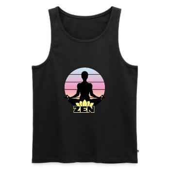 Zen - I am calm - Message Yoga Lotus - Men's Premium Organic Tank Top - black - Front - AI Model Male 178 light (178cm)
