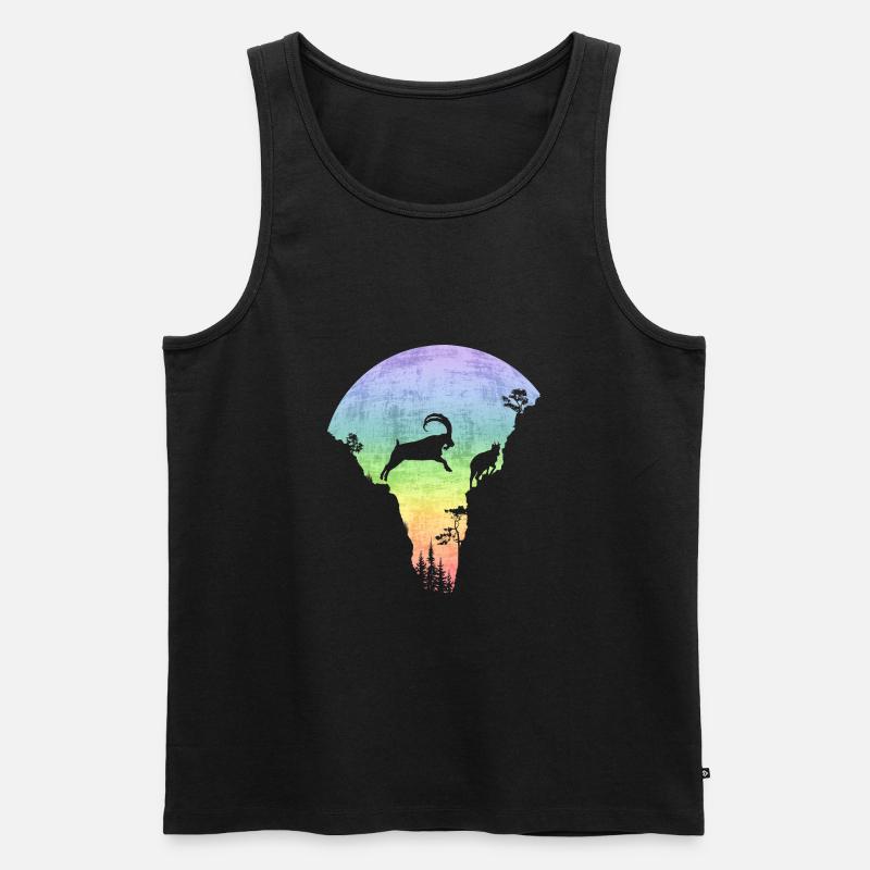 Springender Steinbock - Männer Premium Bio Tank Top - Schwarz