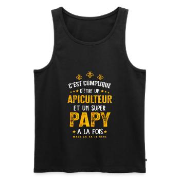Papy apiculteur cadeau drôle humour apiculture - Débardeur bio Premium Homme - noir - Devant - Michal (187cm)