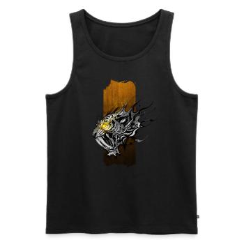 Rugissement de l’enfer : Tigre à dents de sabre avec Y lumineux - Débardeur bio Premium Homme - noir - Devant - AI Model Male 178 light (178cm)