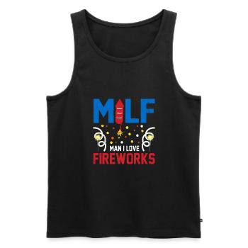 Man I Love Fireworks USA Drapeau 4 juillet - Débardeur bio Premium Homme - noir - Devant - Michal (187cm)