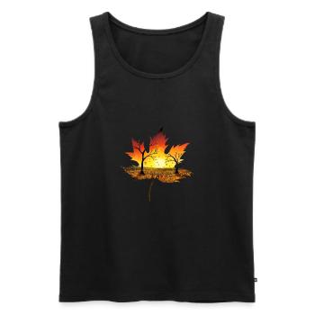 Autumn Shirt Leaf Tree Sunset - Men's Premium Organic Tank Top - black - Front - Michal (187cm)