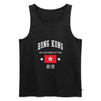Hong Kong - Men's Premium Organic Tank Top - black - Front - AI Model Male 178 light (178cm)