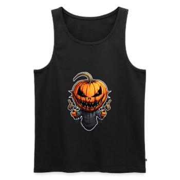 Horror Kürbis, Halloween Kürbis - Männer Premium Bio Tank Top - Schwarz - Vorne - Michal (187cm)