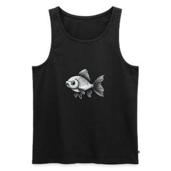 Poisson rouge à queue voilée argentée - Débardeur bio Premium Homme - noir - Devant - AI Model Male 178 light (178cm)