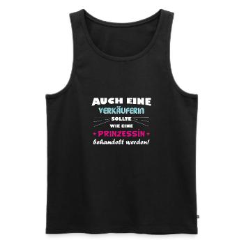 Verkäuferin - Prinzessin - Männer Premium Bio Tank Top - Schwarz - Vorne - Michal (187cm)