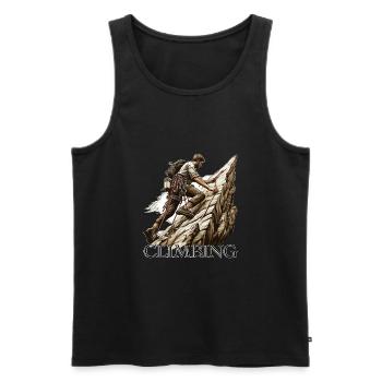 Bergsteiger gehen Bergsteigen und zum Klettern - Männer Premium Bio Tank Top - Schwarz - Vorne - AI Model Male 178 light (178cm)