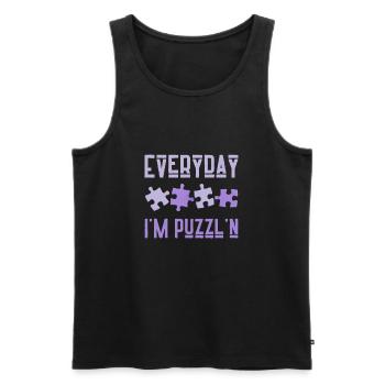 Everyday I'm Puzzl'n Jigsaw Puzzle Master Puzzling - Men's Premium Organic Tank Top - black - Front - Michal (187cm)