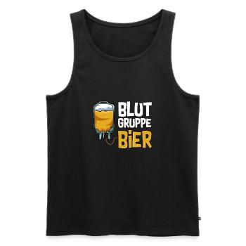 Blutgruppe Bier Alkohol Trinker Lustiger Spruch - Männer Premium Bio Tank Top - Schwarz - Vorne - Michal (187cm)