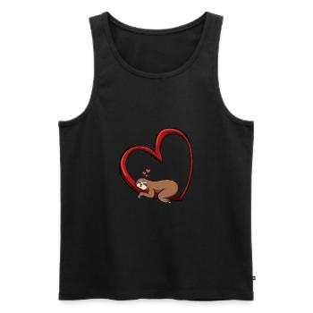 Sloth heart love animal lover relationship - Men's Premium Organic Tank Top - black - Front - Michal (187cm)